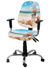 Chair Covers Surfboard Beach Starfish Shell Elastic Armchair Computer Cover Stretch Removable Office Slipcover Split Seat
