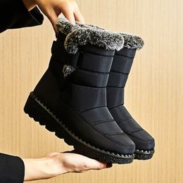 Boots Waterproof Winter Boots for Women Faux Fur Long Platform Snow Boots Warm Cotton Couples Shoes Plush Woman Ankle Boots 230830
