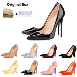 Designer high heels dress shoes sneakers women luxury Glitter Genuine Leather Sexy Pointed Toe solid black white 8cm 10cm 12cm party Lady Girl wedding shoe With Box