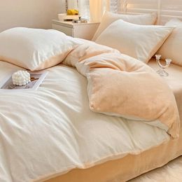 Bedding Sets WOSTAR Four-piece Set King Size Duvet Cover Bed Sheet Pillowcase Winter Warm Plush Couple Quilt Bedclothes 4 Piece