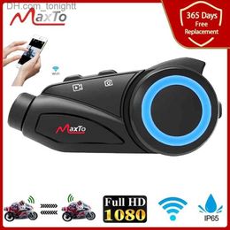 Maxto M3 Motorcycle Bluetooth Helmet Headset Intercom Waterproof Lens WiFi Video Recorder Universal Pairing Interphone DVR Q230830