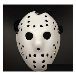 Party Masks Halloween White Porous Men Mask Jason Voorhees Freddy Horror Movie Hockey Scary For Women Masquerade Costumes Drop Deliver Dhc0Y