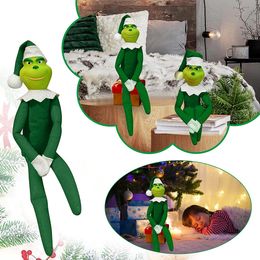 Bambola di Natale giocattolo mostro di pelliccia verde Decorazione elfo Grinch Decorazione elfo zucca di Halloween