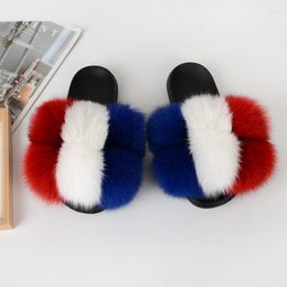 Slippers 2023 European And American Style Hair Ball One-word Fashion Women's Summer Sandals Outdoor