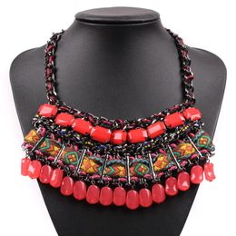 Navel Bell Button Rings Fashion Statement Exquisite Gunmetal Color Chunky Plastic Beads Necklace for Female Chain Pendant Vintage Jewelry Women 230830