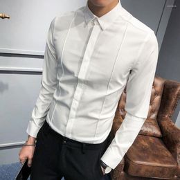 Men's Casual Shirts 2023 White Shirt Korean Version Of The Trend Handsome Long-sleeved For Men Basic Non-ironing Elastic Slim Dress Inch