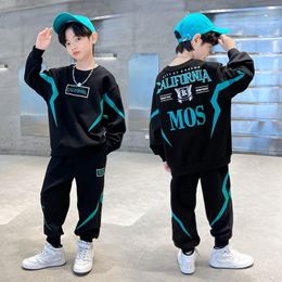 Clothing Sets Boys Contrast Alphabet Lightning Sweatshirt Sweatpant Children Tracksuit Kids Outfits Jumper Pant Jogger Set For 5 15 Years 230830
