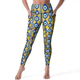 Women's Leggings Evil Eye Print Sexy Mati Mataki Fitness Yoga Pants High Waist Stretchy Sports Tights Female Elegant Graphic Leggins