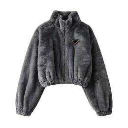 womens Jacket Wool Down Coats Woman Thick Jackets Plush Windbreaker Long Sleeves With Letters Budge Coat S-L k5rR#