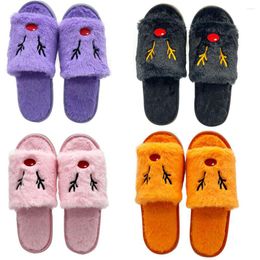 Slippers Christmas Women Elk Plush Slides Cartoon Animal Cotton Cute Warm Indoor Bedroom Anti Skid Soft Home Shoes
