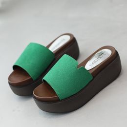 Slippers Platform Rubber 2023 Summer Outdoor Beach Women Flip Flops Comfortable Wedge-heel Roman Sandals Green Light Lady Shoe