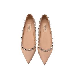 Valentine flat heels pointed shoes rivet feminine lacquer leather shallow fairy flat heel boat shoes ballet pumps shoes Wedding shoes LMDFV