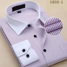 Whole-Men Shirt Striped Shirt Men Brand Business Casual Long Sleeve Turn-down Collar Striped Men Dress Shirt Men Clothes IF201237K