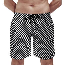 Men's Shorts Abstract Geometry Board Summer Zebra Animal Print Casual Beach Man Sportswear Fast Dry Design Trunks