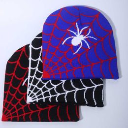 Ball Caps Pullover Hat Spider Web Jacquard Knitted Hat Men's and Women's Warm Hat Cartoon Cold Hat Winter
