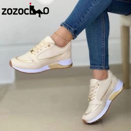 Dress Shoe's Sneakers Fashion Mesh Leather Patchwork Platform Sports Shoes Breathable Comfort Ladies Outdoor Running Vulcanised 230829