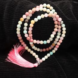 Pendant Necklaces 8mm Rose Quartz Amazonite Beads Necklace Peaceful Heart Calming Mala 108 Jewellery Natural Bracelet Women