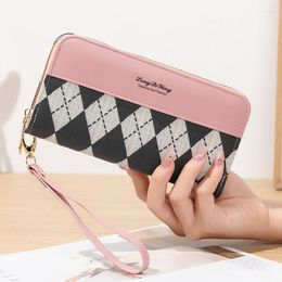 Wallets Women's Wallet Female Long Diamond Pattern Purses Coin Purse Card Holder Zipper Pu Leather Clutch Luxury Phone Bag