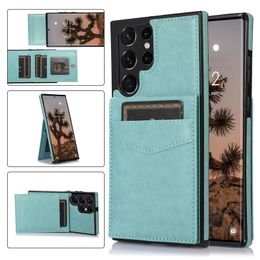 Magnetic Flip Phone Case for iPhone 15 14 13 Pro Max 5G Samsung Galaxy S23FE S21FE S20FE A13 A14 A33 A53 A82 A22 Multiple Card Slots Leather Wallet Kickstand Back Shell