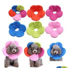 Dog Collars Leashes Pet Cone Protection Collar Reery Neck Cat Soft Anti-Bite E-Collar Adjustable Comfortable Flower Shape Drop Deliv Dhtzi