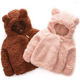 Down Coat 0-2 Years Winter Born Infant Baby Boys Girls Cartoon Teddy Velvet Hooded Pullover Tops Warm Clothes Kids Clothing Cute