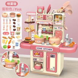 Kitchens Play Food Children s House Lighting Spray Simulation Kitchen Set Spray Cooking Dining Table Toys Gifts 230830