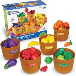 Kitchens Play Food Learning Resources Farmer s Market Colour Sorting Set Pretend Toys for Toddlers Kitchen Gifts For Children 230830