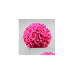 Decorative Flowers Wreaths 60 Cm 23 Artificial Encryption Rose Silk Flower Kissing Balls Large Size For Christmas Ornaments Weddin Otxvp