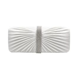 Evening Bags European American Fashion Bag Diamante Diamond Crystal Pleated Drape Satin Clutch 230829