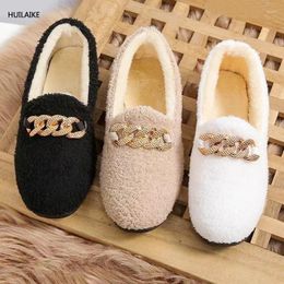 Slippers Women Shoes Autumn Winter Fashion Soft Warm Comfortable House Plush Maternity Chain Hausschuhe Low Price