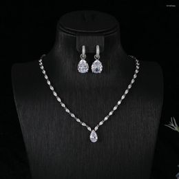 Necklace Earrings Set Trendy 2Pcs UAE Jewellery For Women Wedding Party Dubai Bridal Water Drop Earring N0596