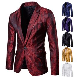 Mens Suits Blazers Men Suit Banquet Wedding Party Bar Night Club Blazer Tops Bright Paisley Fashion 230829