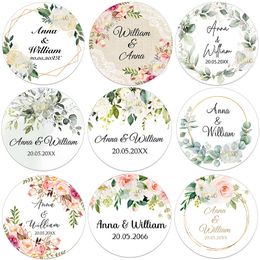 Decorative Objects Figurines 100pcs Personalised Round Circle Label Stickers Custom for Wedding Bridal Shower Baptism Communion Bar Mitzvah Favours 230829