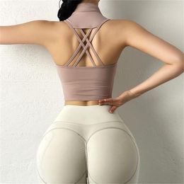 set Women Sexy Vest Tape Sports Bra Back Hollow Female Fitness top Bra Shockproof Running Bra Yoga Tank Top With Chest Pad
