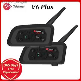 Teleheer V6 PLUS Motorcycle Helmet Bluetooth Headset Waterproof 6 Riders 1200m Intercom Communicator 850mAh Ear Interphone Q230830