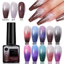 24pcs Warm Change Nail Polish Gel UV Nail Polish Set Soak Long Lasting Shine Nail Art Gel Gradient Nail Polish UV/LED Soak Gel Home diy Colorful Nails DIY Art Decoration