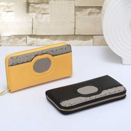 Fashion Women Bags Designer Purse Simple Zipper Wallets G Print Change Purse Card Case Black Yellow Long Purse Clutch Soft Leather Money Pouch