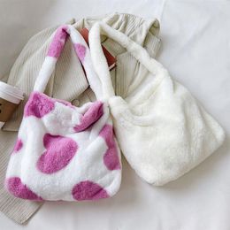 Evening Bags Fluffy Women's Girls Portable Plush Female Handbag Mini 2023 Winter Shoulder Clutches Retro Animal Printed Street Travel