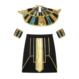 Clothing Sets Mens Ancient Egypt Role Playing Outfit Halloween Cosplay Stage Performance Costume Skirt with Cuffs Self tie Collar Wrist Bands 230830