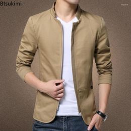 Men's Jackets 2023 Casual Jacket Oversized Standing Collar Coats Men Slim Business Office Clothing Plus Size M-5XL