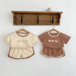 Clothing Sets 2023 Baby Summer Short Sleeve Clothes Set Infant Cute Bear Print T Shirts Shorts 2pcs Suit Toddler Boy Cotton Outfits