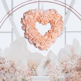 Decorative Flowers Valentine's Day Wreath For Wedding Party Rose Heart Indoor Outdoor Wall Hanging Home Decor