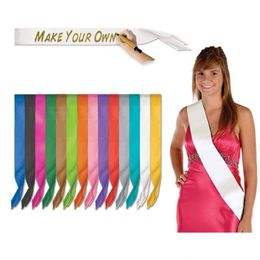 Sashes Blank Shoder Strap For Lady Hen Party Celebration Favor Satin Sash Bachelorette Drop Delivery Home Garden Textiles Chair Ers Dh6My