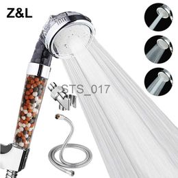 Bathroom Shower Heads Z L Bathroom Pressurized Anion Mineral Balls 3 Modes Adjustable High Pressure Hand Filter Spa Shower Head Set with Hose Bracket x0830