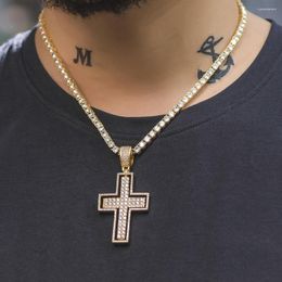 Pendant Necklaces Iced Out Two Side Cross Necklace Hip Hop Dad Jewelry