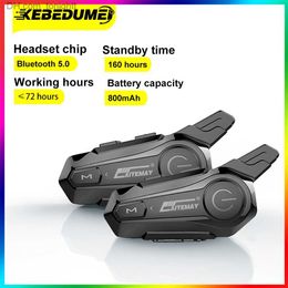 Kebidumei Motorcycle Bluetooth Intercom Helmet Headset Intercomunicador Moto Waterproof 30M Interphone Wireless Walkie Talkie Q230830