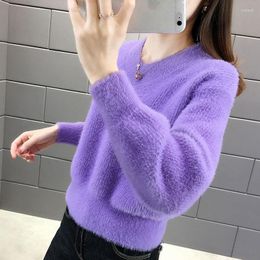 Women's Sweaters 2023 Autumn Winter Thick Sweater Women Knitted Solid Pullover Long Sleeve Fasion ShortJumper Soft Warm Pull Femme Q658