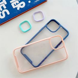 Transparent Colourful Phone Cases For iPhone 15 14 13 12 11 Pro Max XR X XS Max 7 8 Plus Silicone Shockproof Bumper Clear Camera Ring Cover