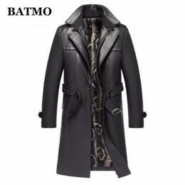 Mens Leather Faux Leather Batmo arrival autumn winter real Leather thicked trench coat men Leather jacket men Long Overcoat plussize S5XL 230831