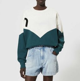Designer-Sweatshirts ISABELS MARANTS Beflockungsdruck Block Loose Pullover Sweatshirt Damen Langarm Terry Sweater Hoodie